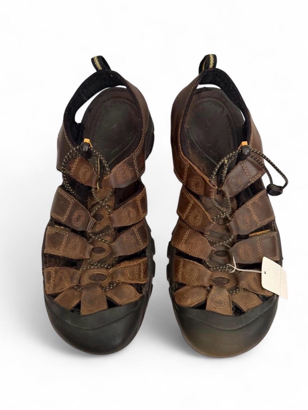 Keen Men's Newport Leather Waterproof Trail Bison Brown Closed-Toe Sandals 11.5